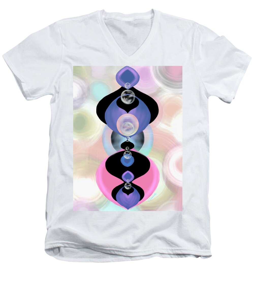 Abstract Men's V-Neck T-Shirt featuring the digital art Ornamental Fascination by Christine Fournier