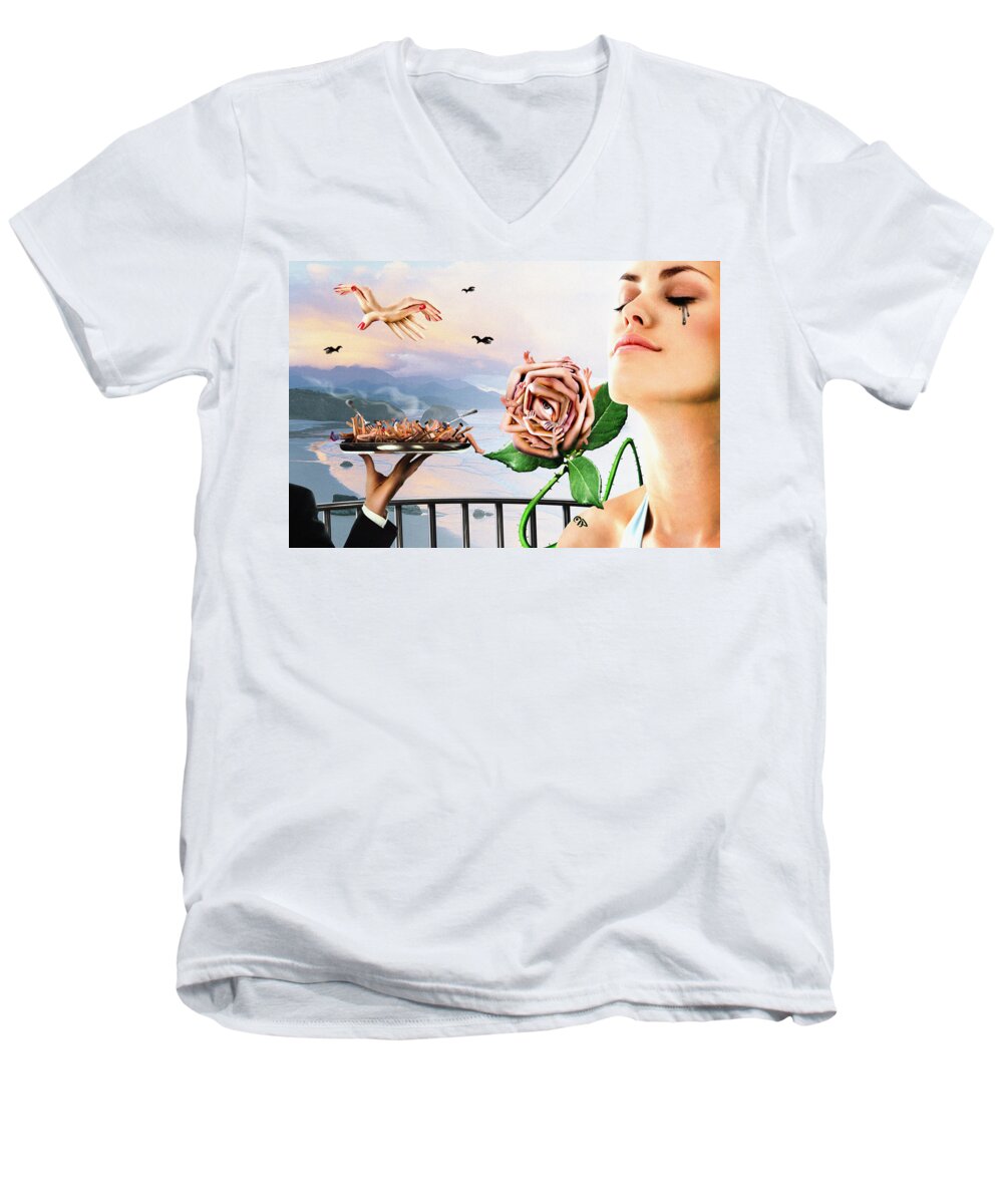Woman Men's V-Neck T-Shirt featuring the digital art Pamina by Alessandro Della Pietra