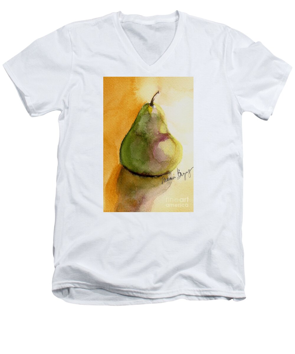 Pear Men's V-Neck T-Shirt featuring the painting Pear by Marcia Breznay