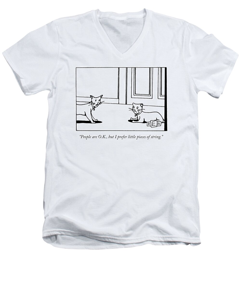 Animals Men's V-Neck T-Shirt featuring the drawing People Are O.k by Bruce Eric Kaplan