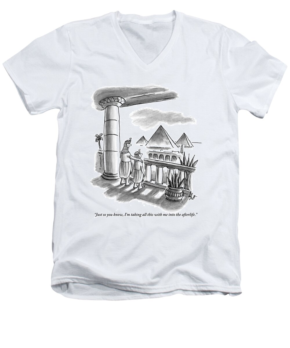 Fathers And Sons Men's V-Neck T-Shirt featuring the drawing Pharaoh To Son by Frank Cotham
