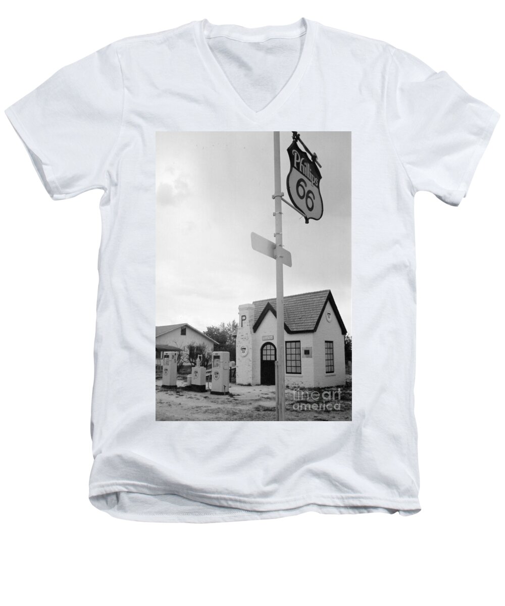 Gas Station Men's V-Neck T-Shirt featuring the photograph Phillips 66 by Crystal Nederman