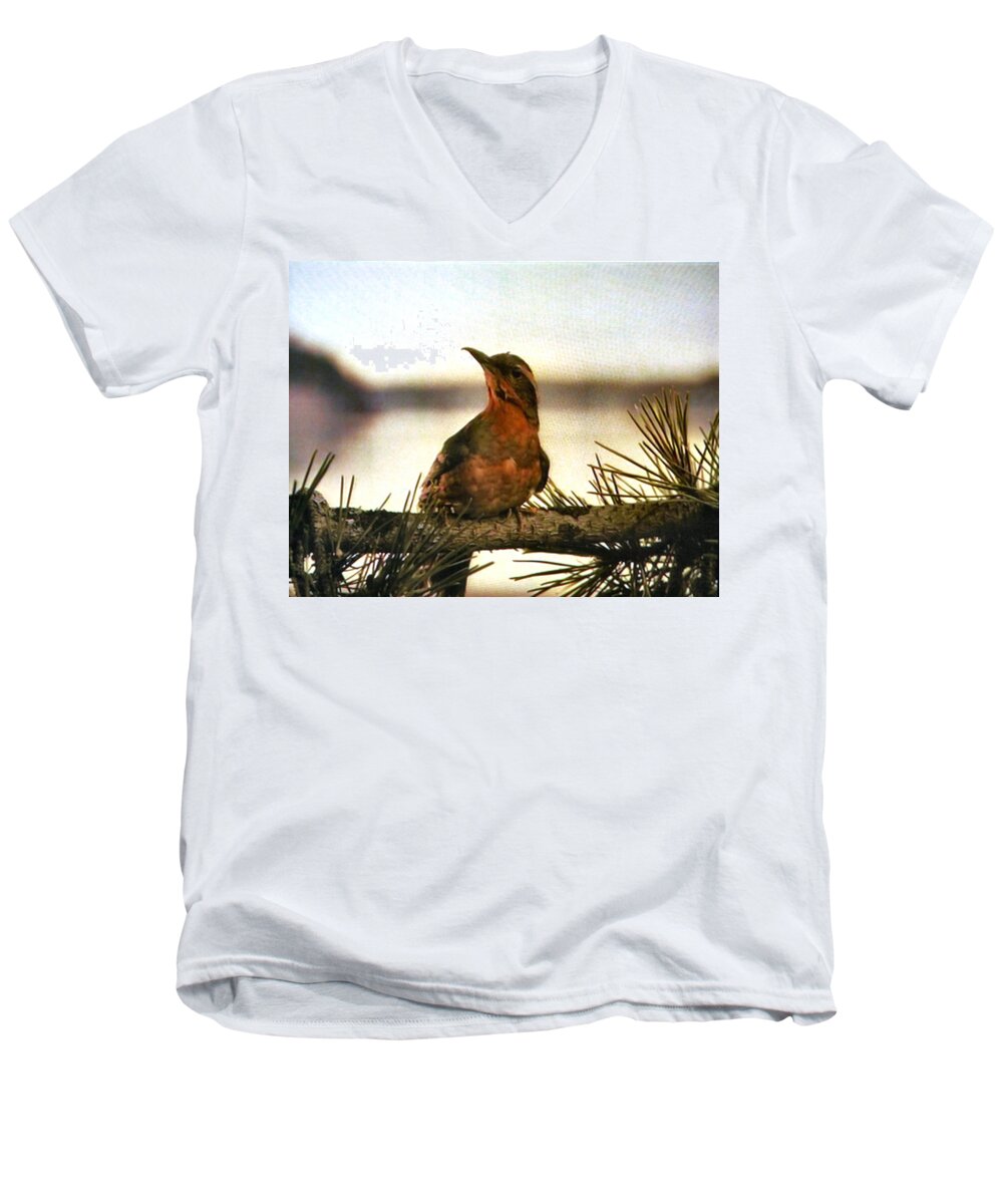 Laura Palmer Men's V-Neck T-Shirt featuring the painting Population 51201 by Luis Ludzska