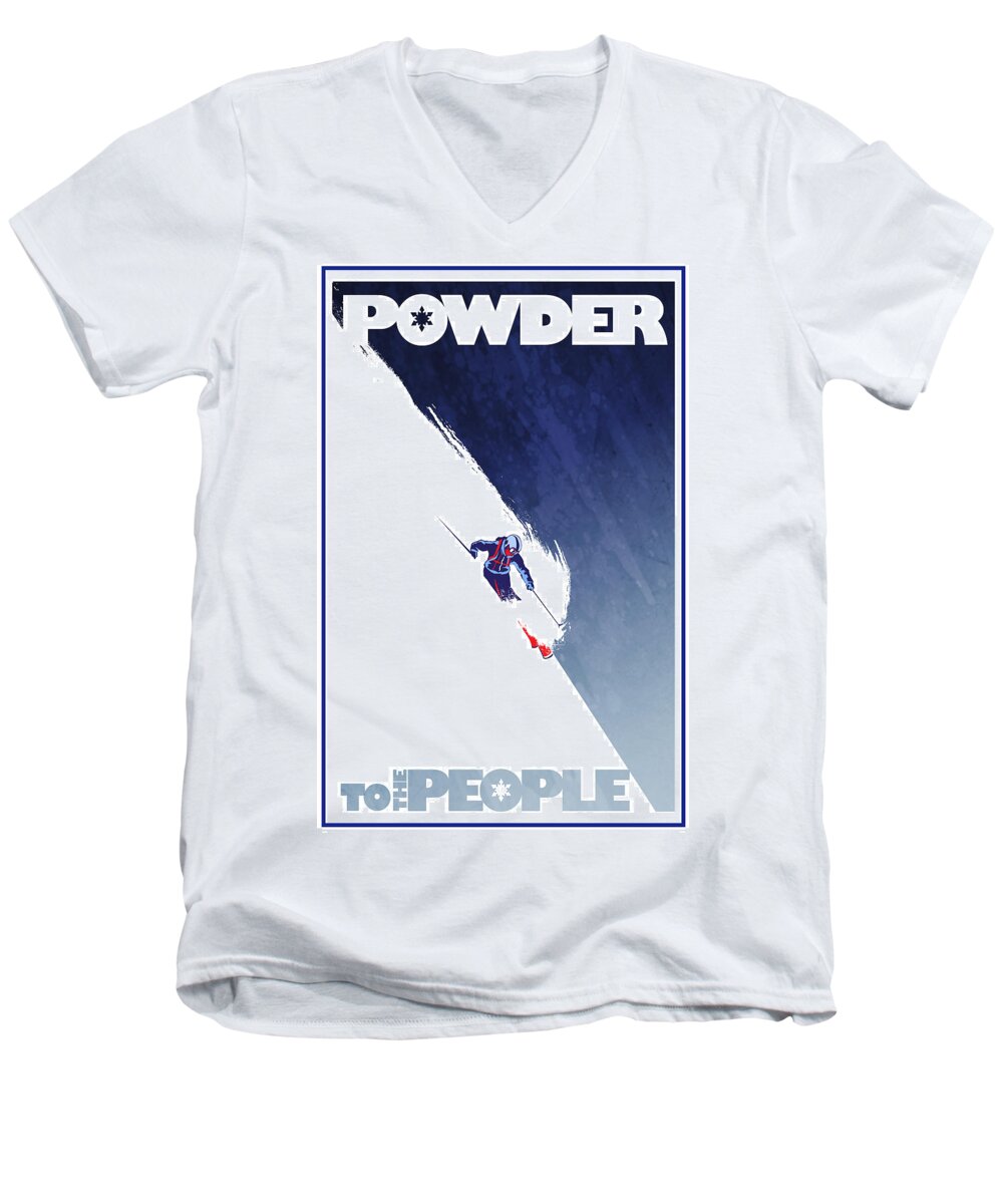 Winter Men's V-Neck T-Shirt featuring the painting Powder to the People by Sassan Filsoof