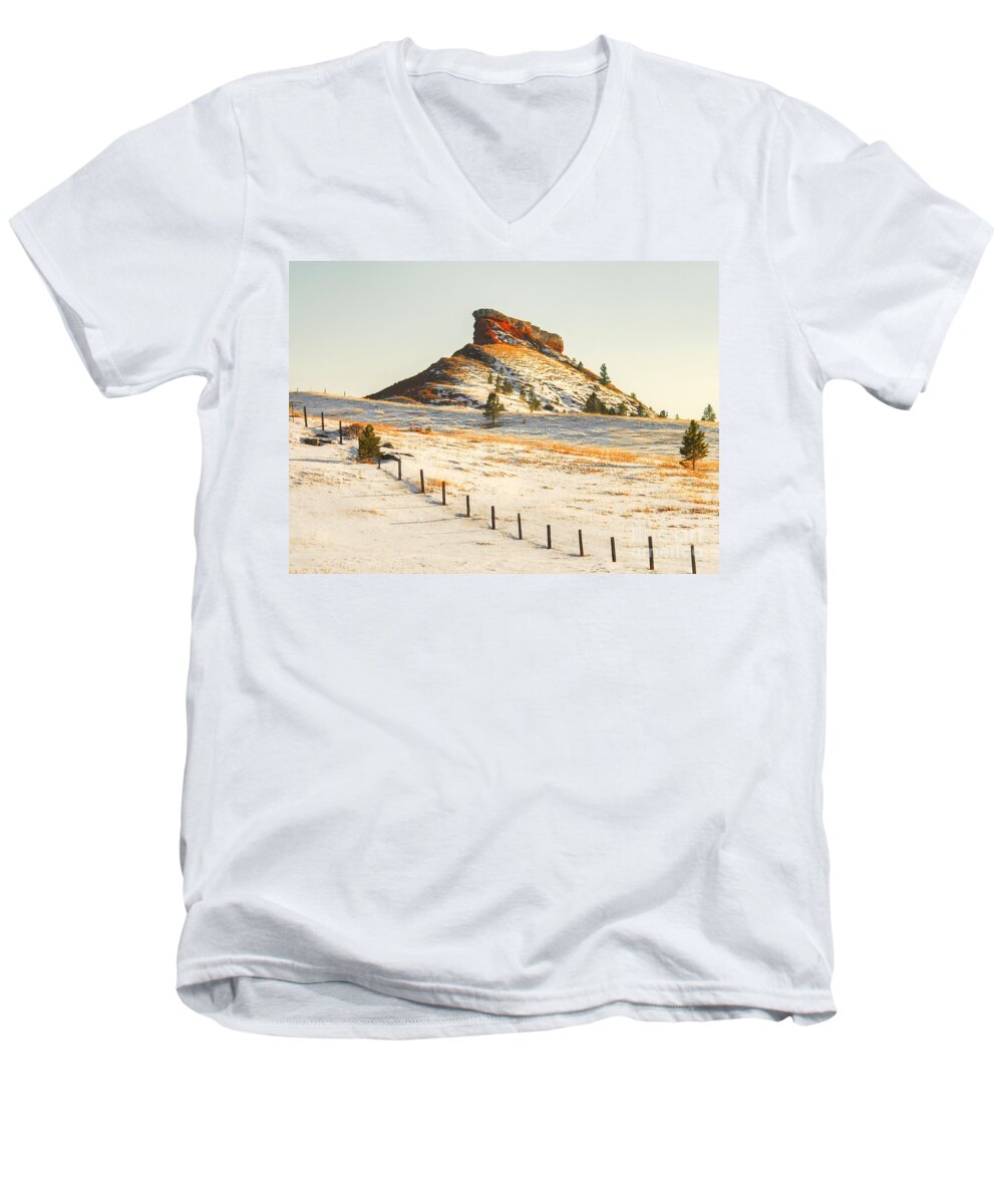 Wyoming Men's V-Neck T-Shirt featuring the photograph Red Butte by Anthony Wilkening