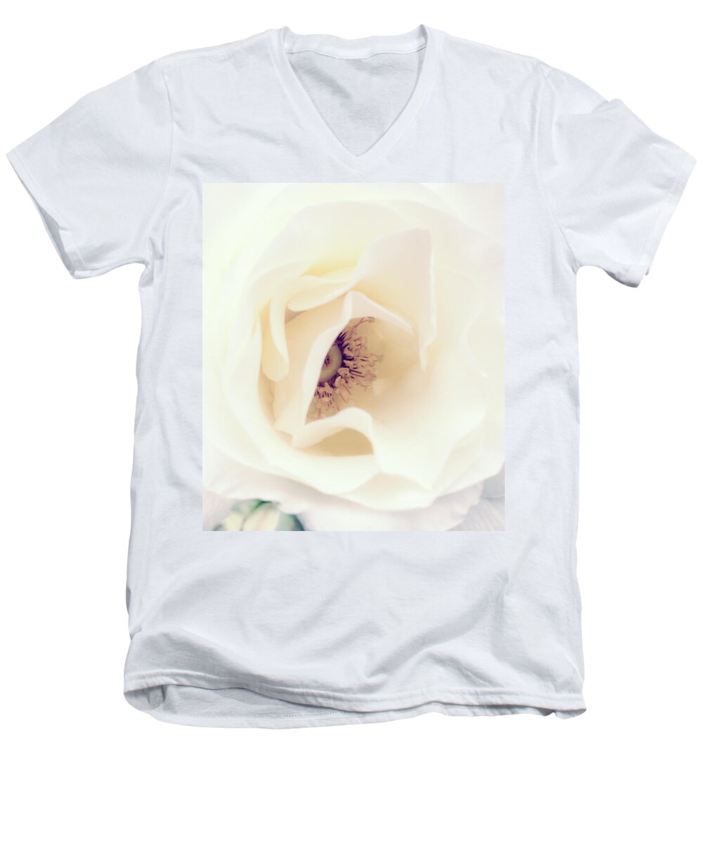 Love Men's V-Neck T-Shirt featuring the photograph Romance in a Rose by Spikey Mouse Photography