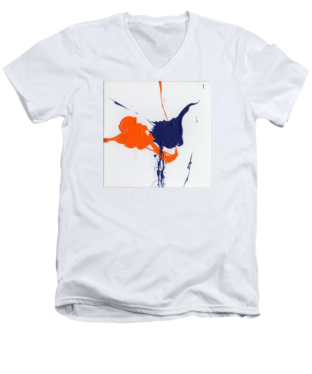 Orange Men's V-Neck T-Shirt featuring the painting School Colors by Phil Strang
