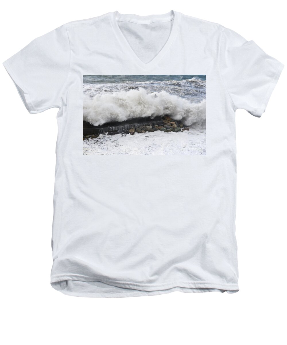 Agitated Men's V-Neck T-Shirt featuring the photograph Sea Storm by Antonio Scarpi