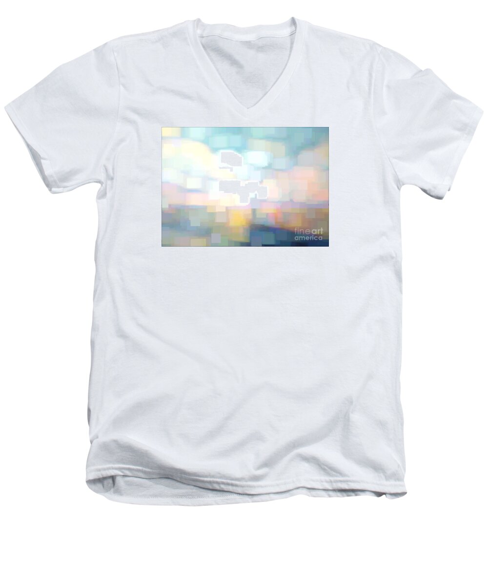 Abstract Men's V-Neck T-Shirt featuring the digital art Seascape Abstracted by Karen Francis