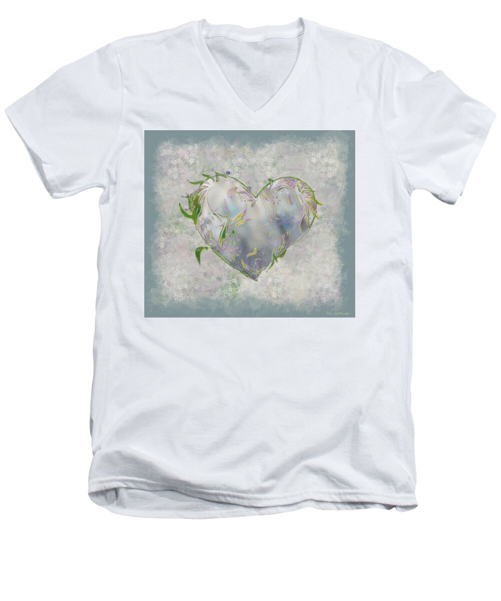 Heart Men's V-Neck T-Shirt featuring the painting Sending Out New Shoots by RC DeWinter