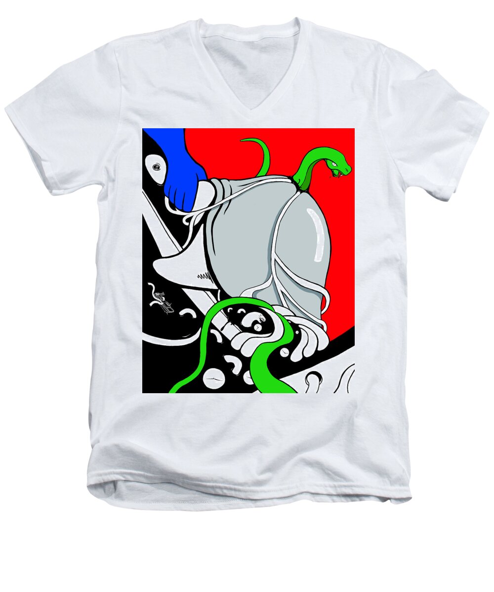 Snake Men's V-Neck T-Shirt featuring the digital art Serpent of Time by Craig Tilley