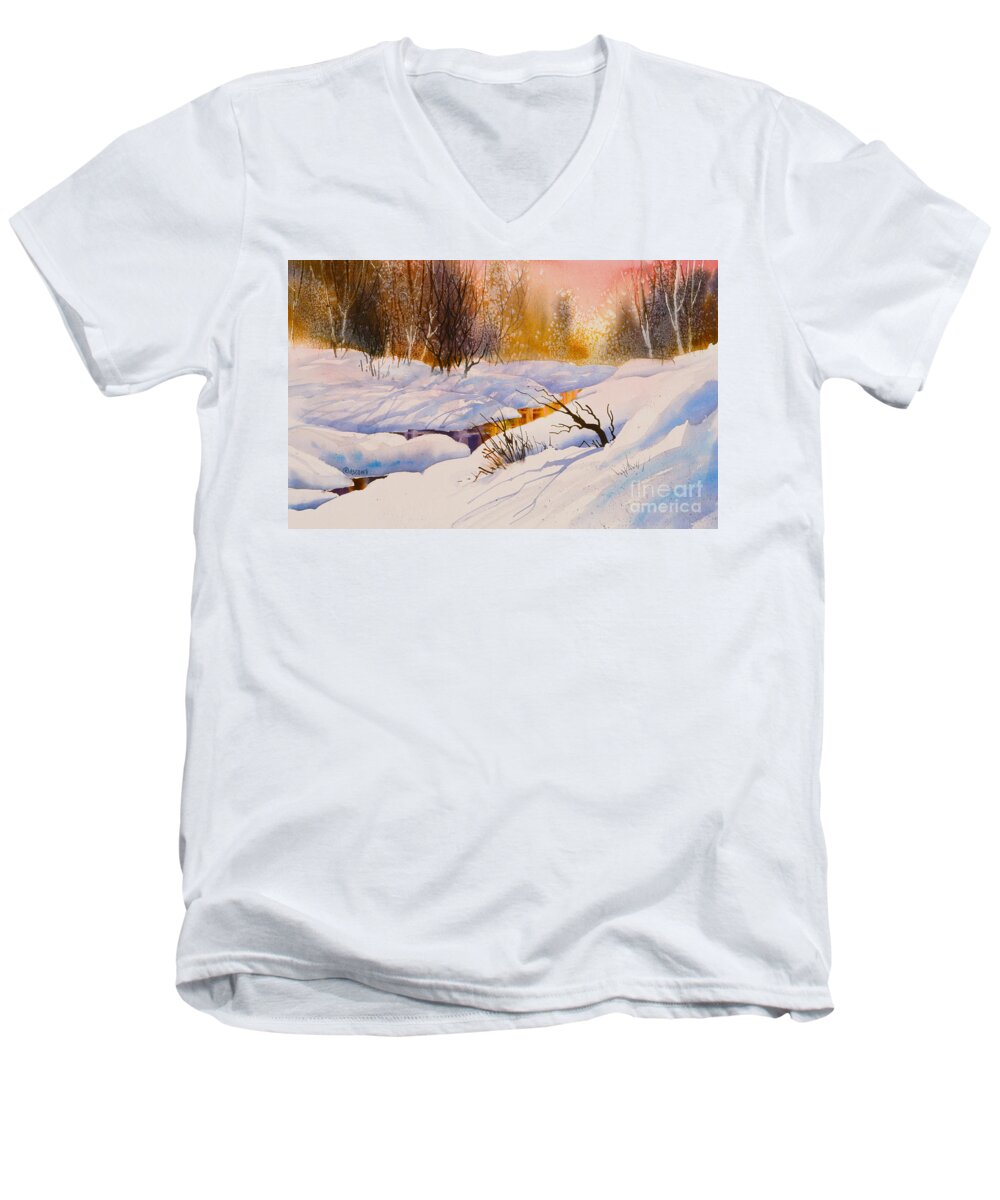 Shadows And Reflections Men's V-Neck T-Shirt featuring the painting Shadows and Reflections by Teresa Ascone