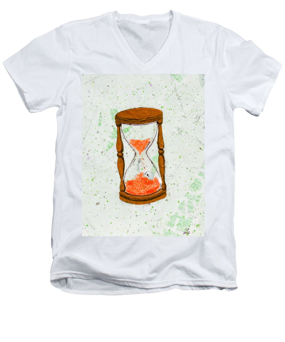  Men's V-Neck T-Shirt featuring the painting Shitluck by Stefanie Forck