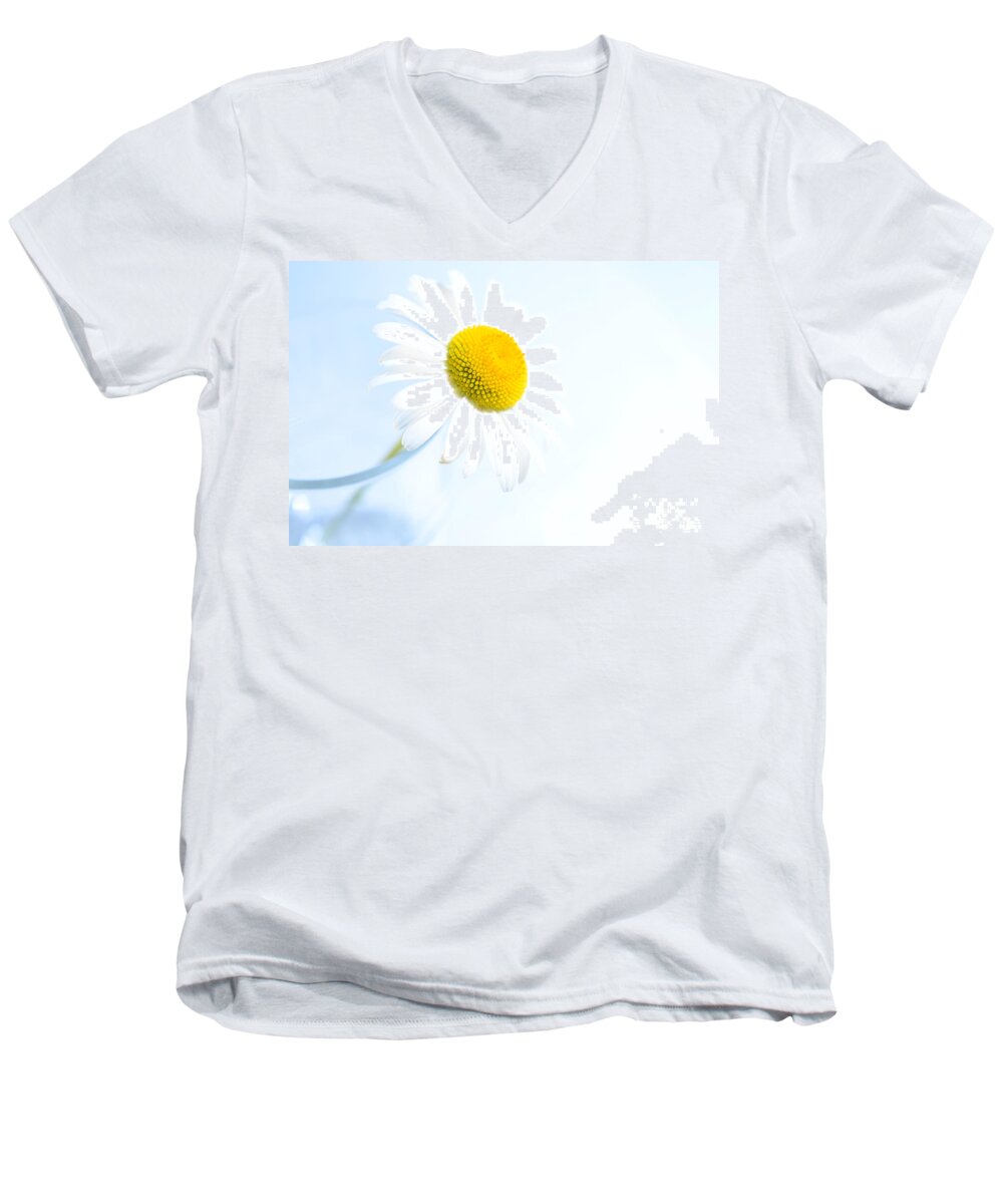 Single Men's V-Neck T-Shirt featuring the photograph Single Daisy Flower in Vase by Sabine Jacobs