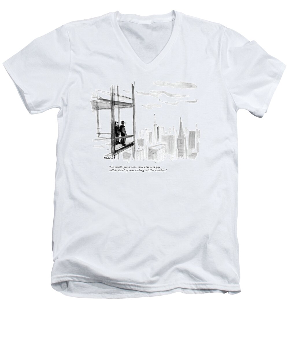 
(one Construction Worker To Another.)
Development Building Skyscraper Class Status Social Organization Structure College University Ivy League White Collar Blue Physical Labor Laborer Iwd Colleges Universities Organizations Buildings Skyscrapers Classes Developments Artkey 67687 Men's V-Neck T-Shirt featuring the drawing Six Months From Now by James Stevenson