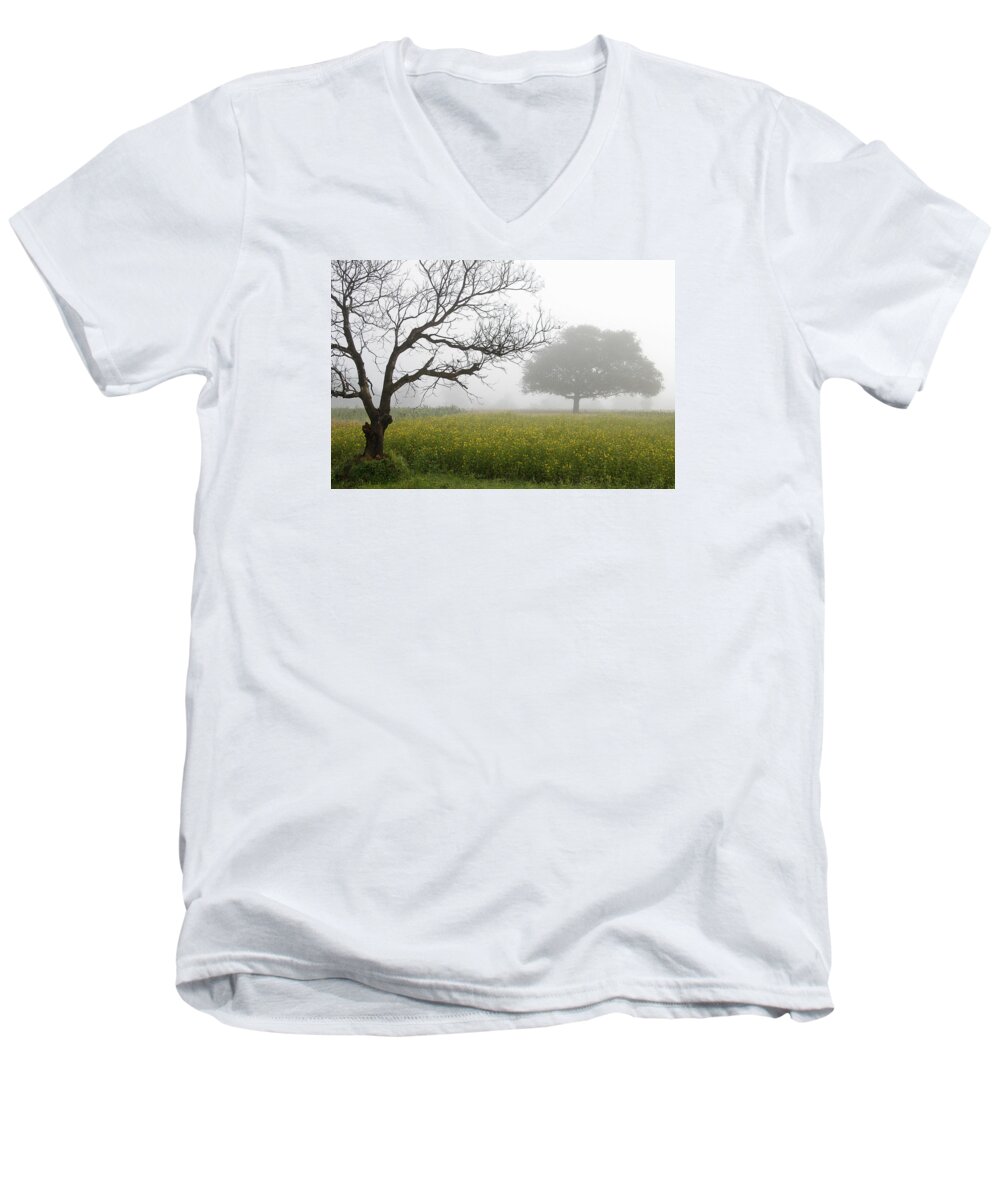 Landscape Men's V-Neck T-Shirt featuring the photograph SKC 0058 Contrasty trees by Sunil Kapadia