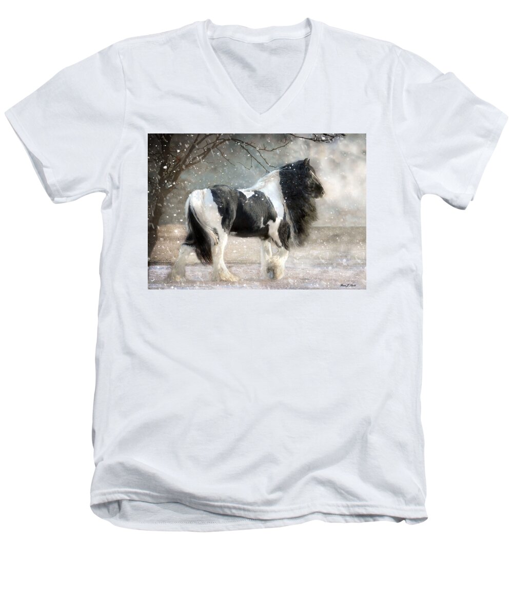 Horse Photographs Men's V-Neck T-Shirt featuring the photograph Solitary by Fran J Scott