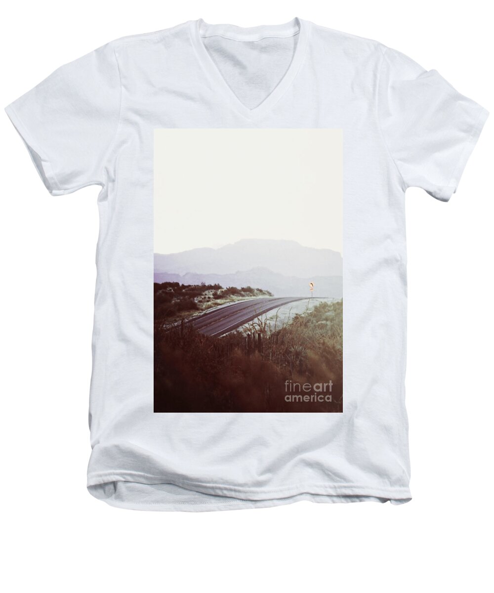 Road Men's V-Neck T-Shirt featuring the photograph Somewhere by Trish Mistric
