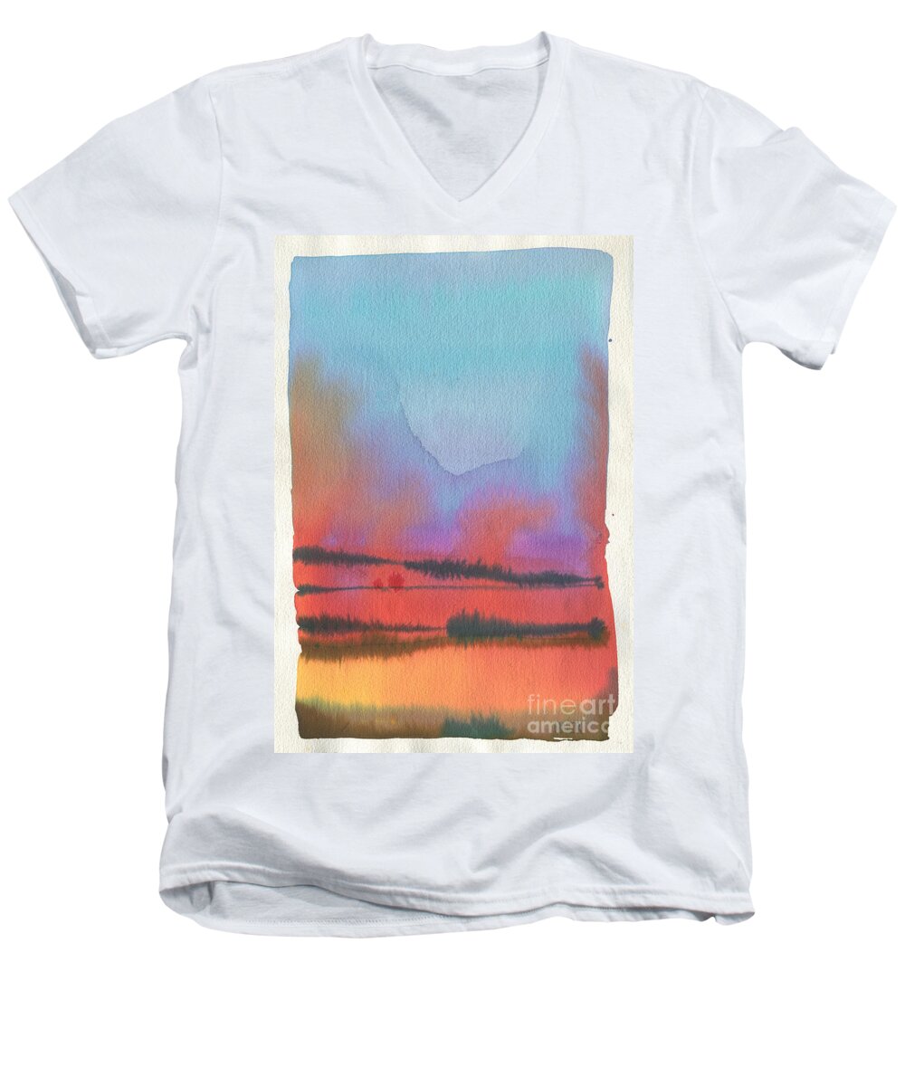 Landscape Men's V-Neck T-Shirt featuring the painting Southland by Donald Maier