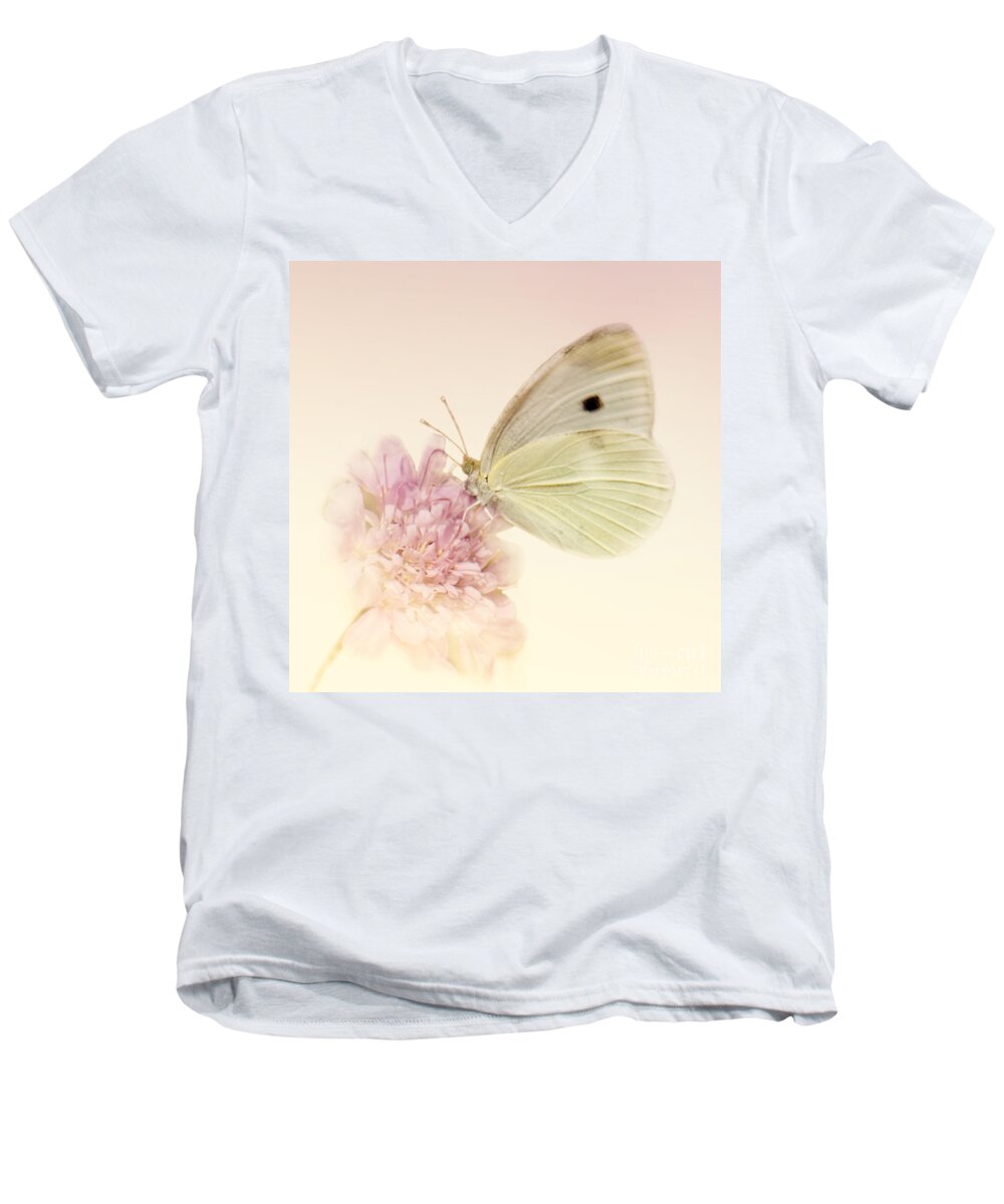 Cabbage White Butterflies Men's V-Neck T-Shirt featuring the photograph Spellbinder by Betty LaRue