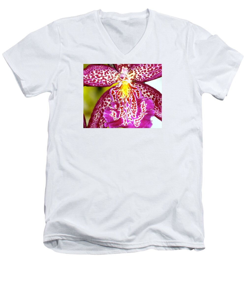Orchid Men's V-Neck T-Shirt featuring the photograph Spotted Orchid by Lehua Pekelo-Stearns