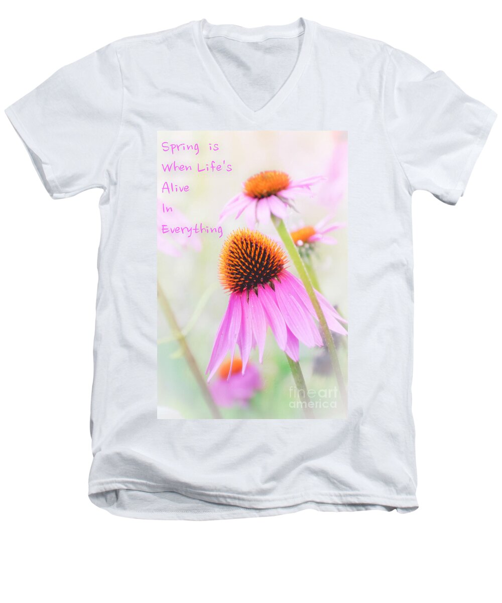 Cards Men's V-Neck T-Shirt featuring the photograph Spring Is Alive by Peggy Franz