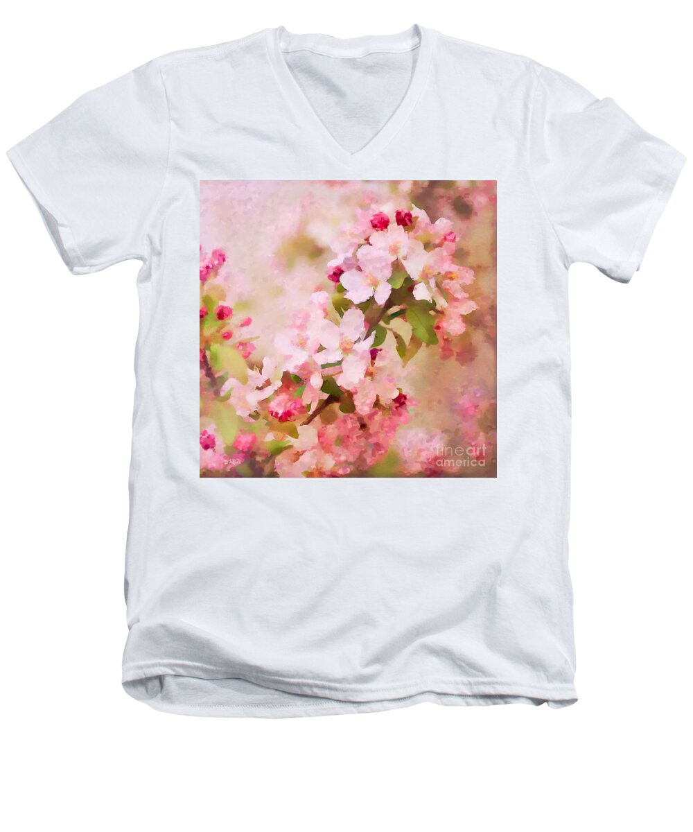 Abstract Men's V-Neck T-Shirt featuring the photograph Spring Pink by Betty LaRue