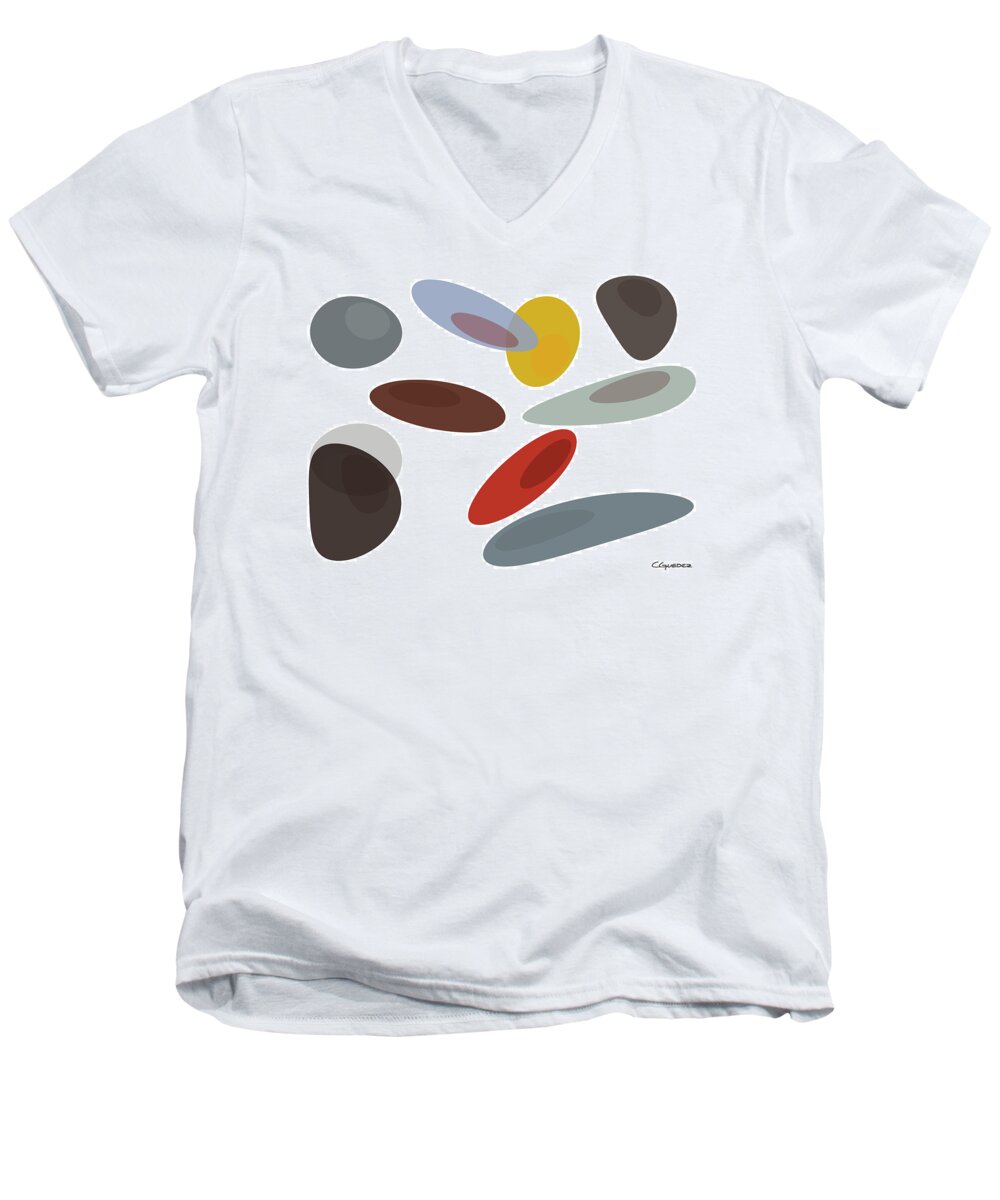 Modern Digital Art Men's V-Neck T-Shirt featuring the painting Stones DI by Carmen Guedez