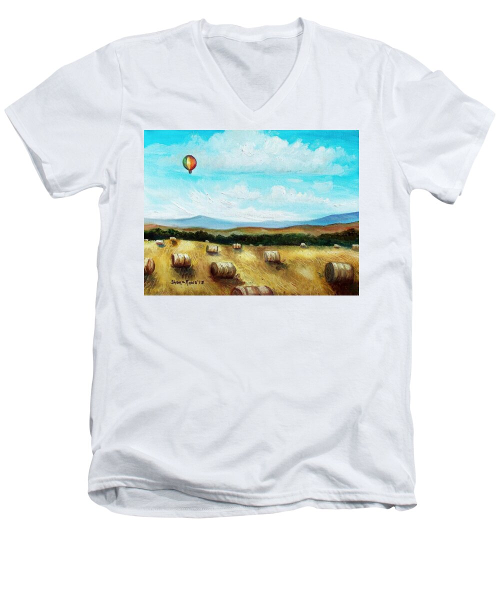 Landscape Men's V-Neck T-Shirt featuring the painting Summer Flight 3 by Shana Rowe Jackson