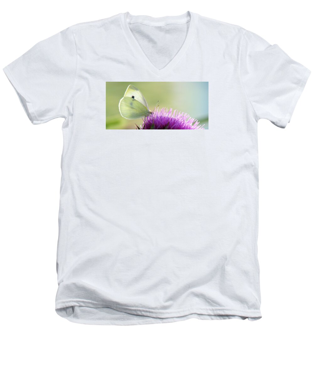Thistle Men's V-Neck T-Shirt featuring the photograph Sunrise In The Thistle Fields by Angela Davies