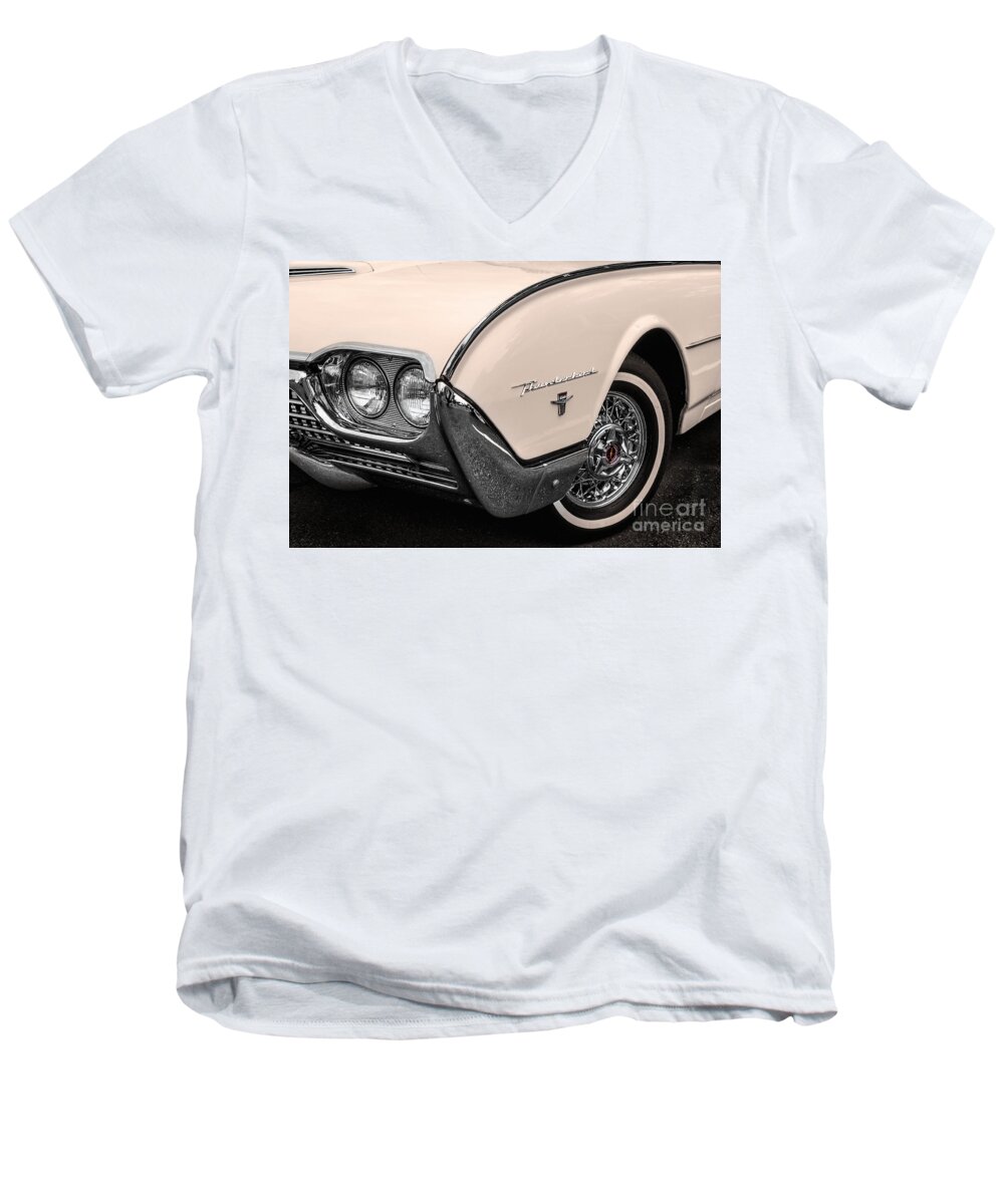 Fender Men's V-Neck T-Shirt featuring the photograph T-Bird Fender by Jerry Fornarotto