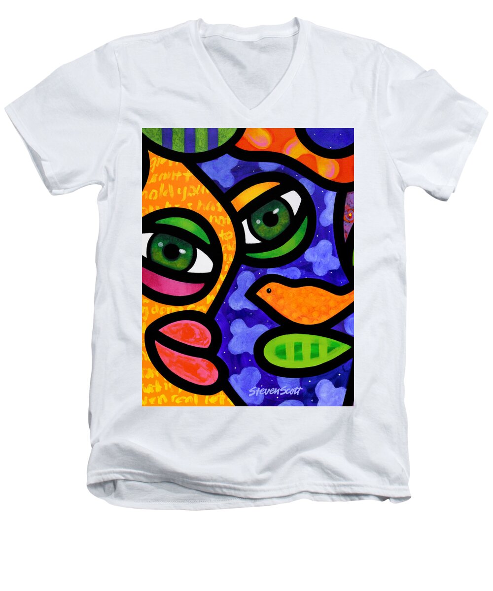 Abstract Men's V-Neck T-Shirt featuring the painting Tangier by Steven Scott