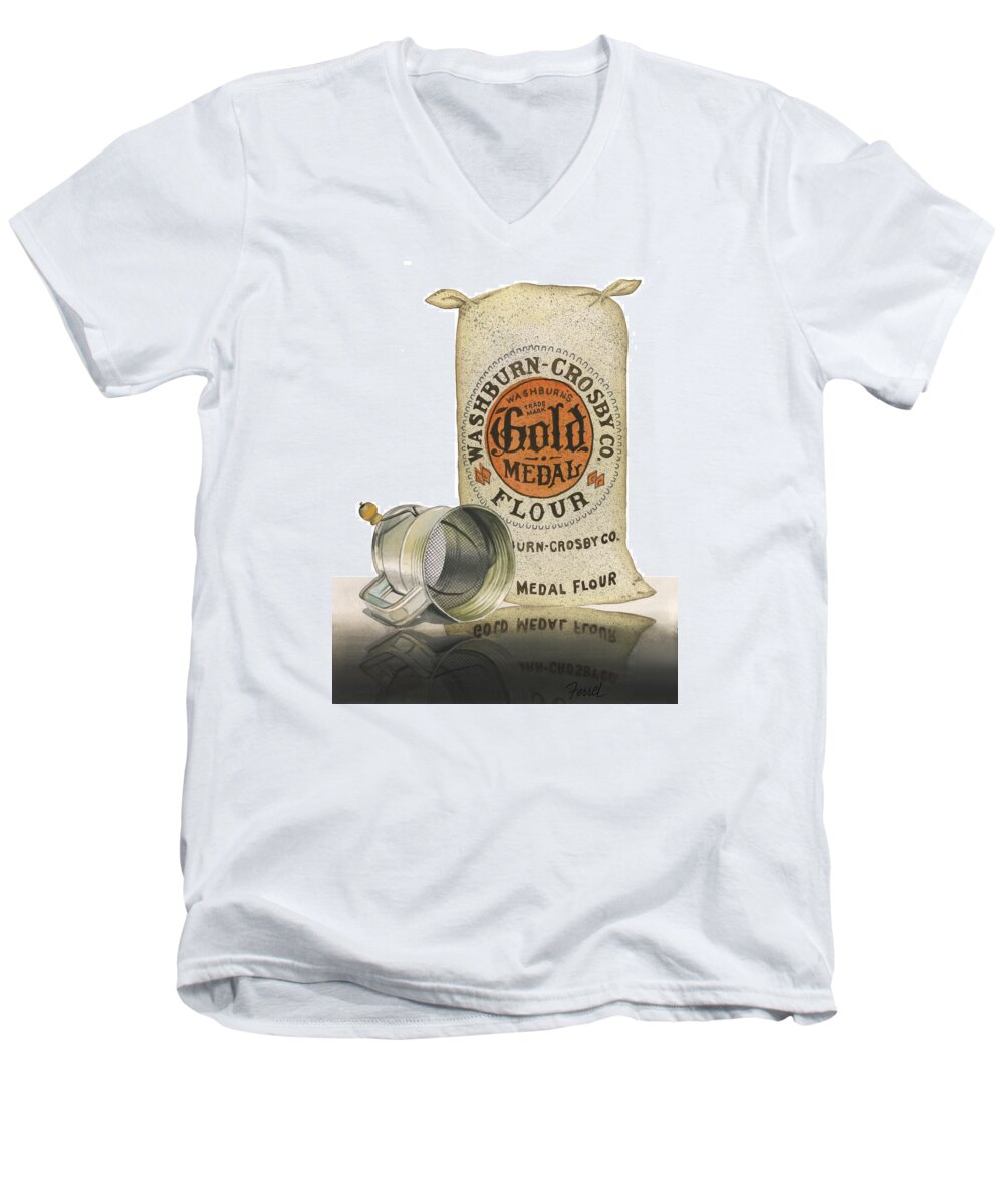 Flour Men's V-Neck T-Shirt featuring the painting The Bakers Choice by Ferrel Cordle
