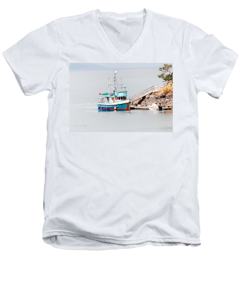Landscape Men's V-Neck T-Shirt featuring the photograph The Boat by Jim Thompson
