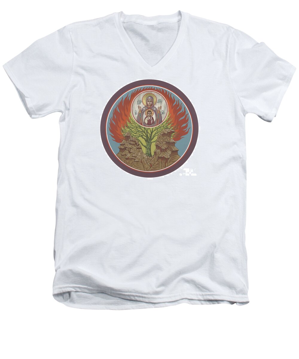 Mother Of God Men's V-Neck T-Shirt featuring the painting The Burning Bush 249 by William Hart McNichols