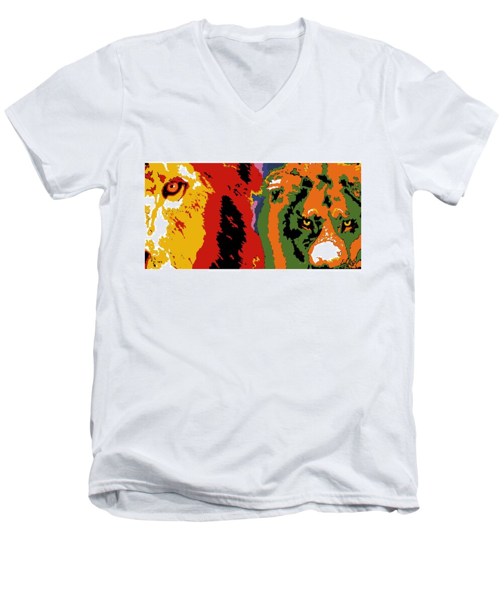 Ghost Men's V-Neck T-Shirt featuring the painting The Ghost and the Darkness by Dale Loos Jr