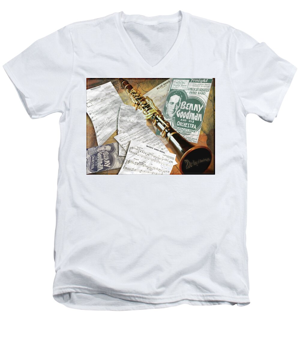 Benny Goodman Men's V-Neck T-Shirt featuring the photograph The King Of Swing by John Anderson