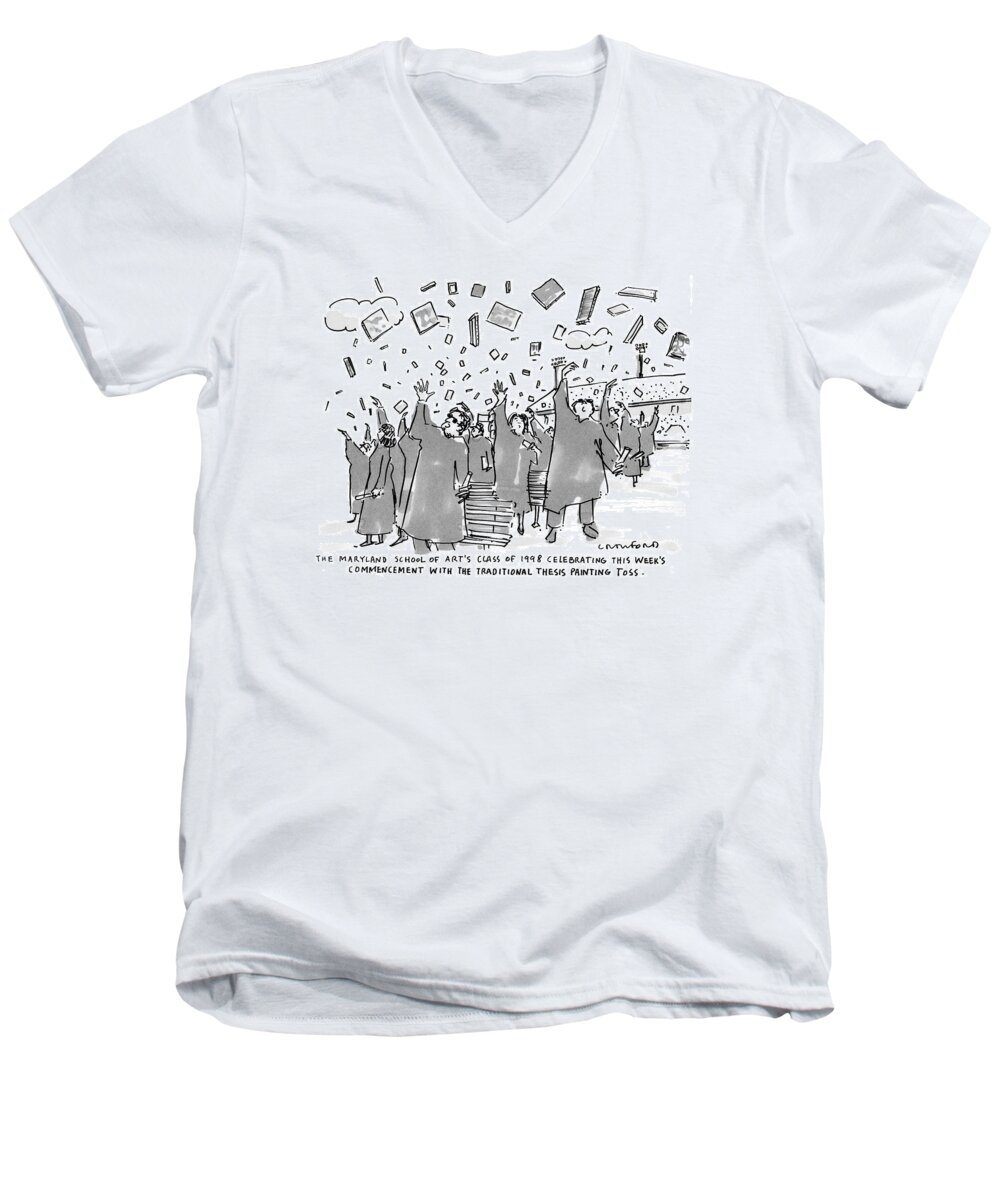 Artists -general: Painters: Education Men's V-Neck T-Shirt featuring the drawing The Maryland School Of Art's Class Of 1998 by Michael Crawford
