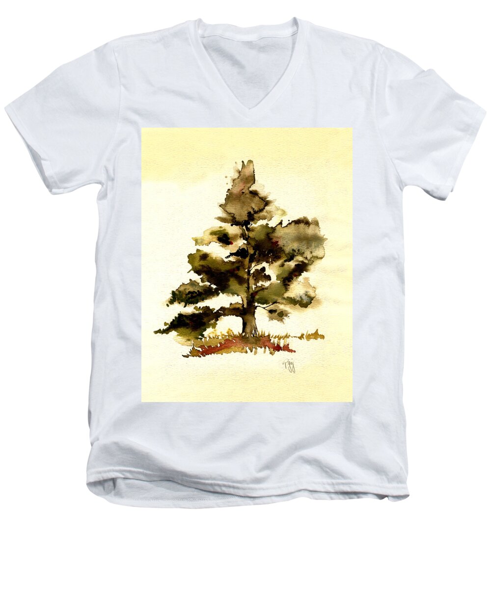 Tree Men's V-Neck T-Shirt featuring the painting The Old Oak Tree by Paul Gaj