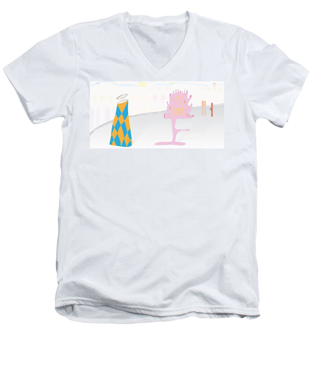 Party Men's V-Neck T-Shirt featuring the digital art The Partygoers by Kevin McLaughlin