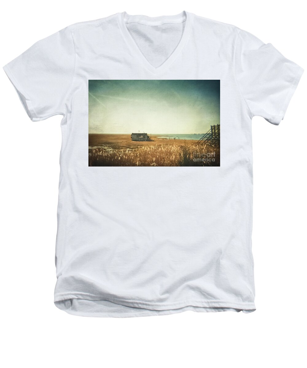 Shack Men's V-Neck T-Shirt featuring the photograph The Shack - LBI by Colleen Kammerer