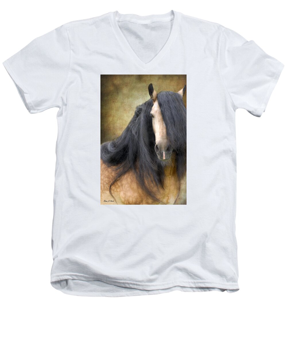Stallion Men's V-Neck T-Shirt featuring the photograph The Stallion by Fran J Scott