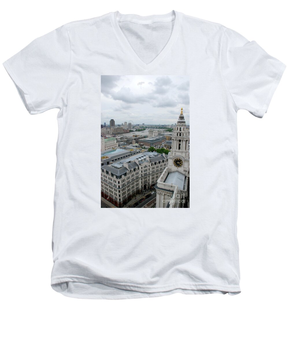 St Paul's Cathedral London Thames London Eye Men's V-Neck T-Shirt featuring the photograph The Thames from St Paul's by Richard Gibb