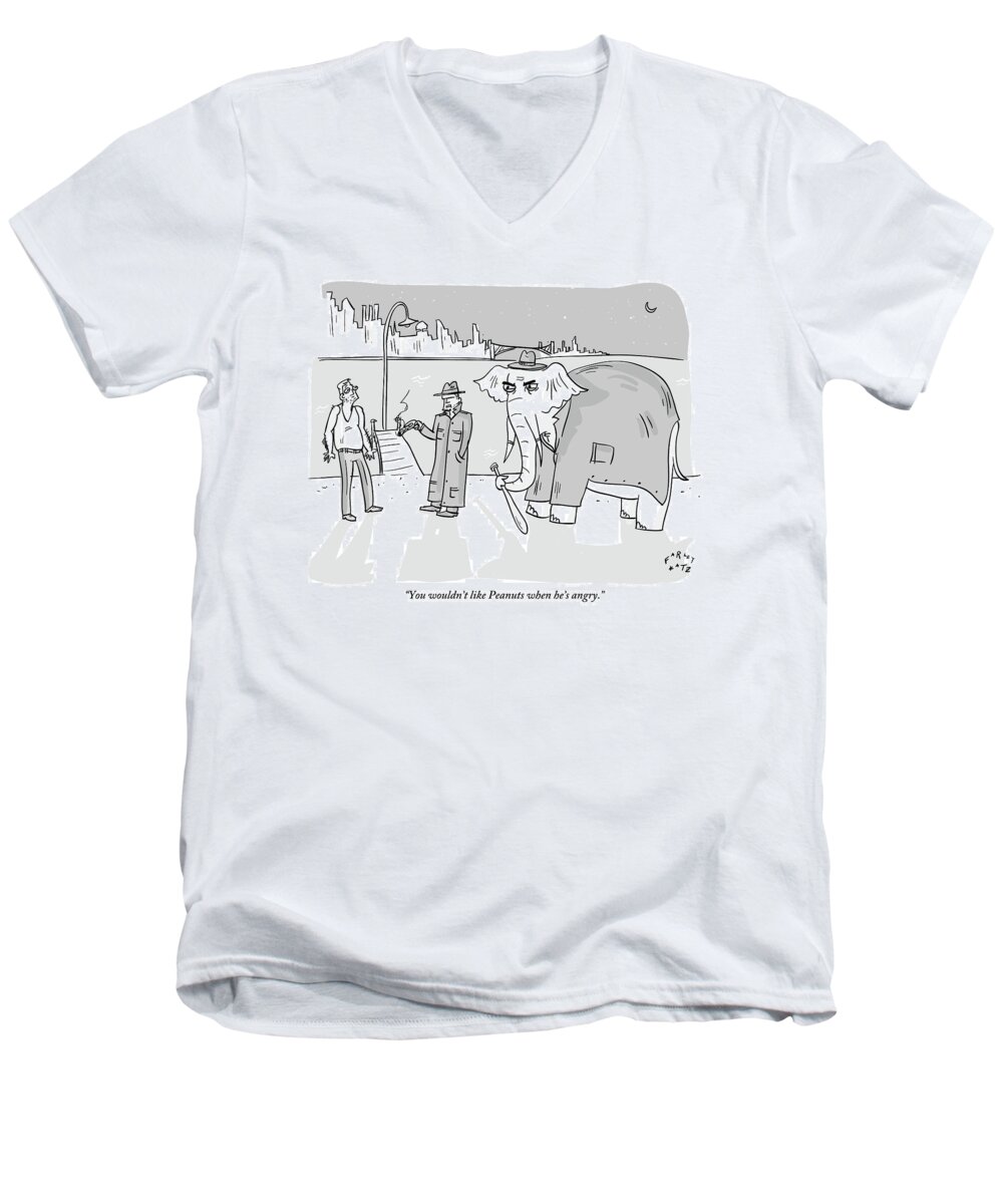 Mobsters Men's V-Neck T-Shirt featuring the drawing Two Mobsters by Farley Katz