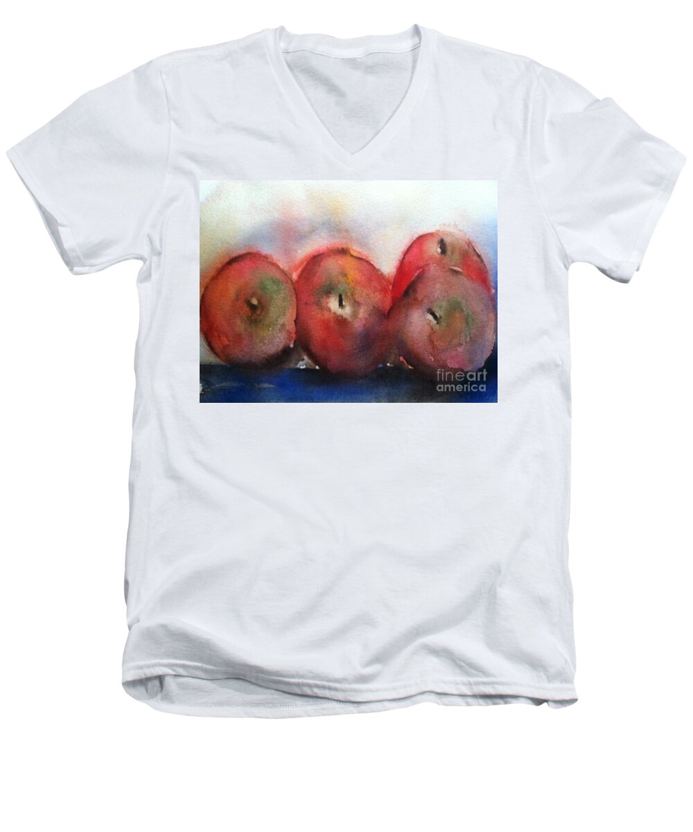 Orchards Men's V-Neck T-Shirt featuring the painting Two Pairs by Sherry Harradence
