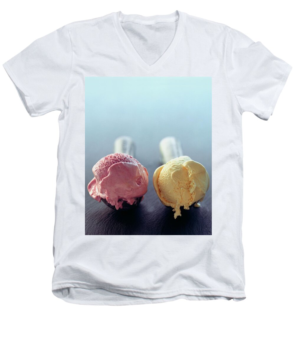 Dairy Men's V-Neck T-Shirt featuring the photograph Two Scoops Of Ice Cream by Romulo Yanes