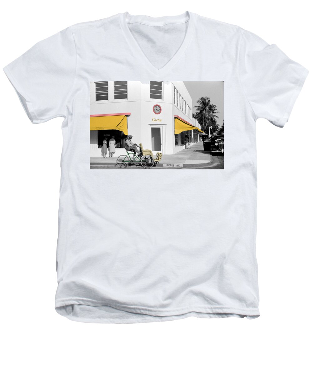 Cartier Men's V-Neck T-Shirt featuring the photograph Vintage Cartier Store by Andrew Fare