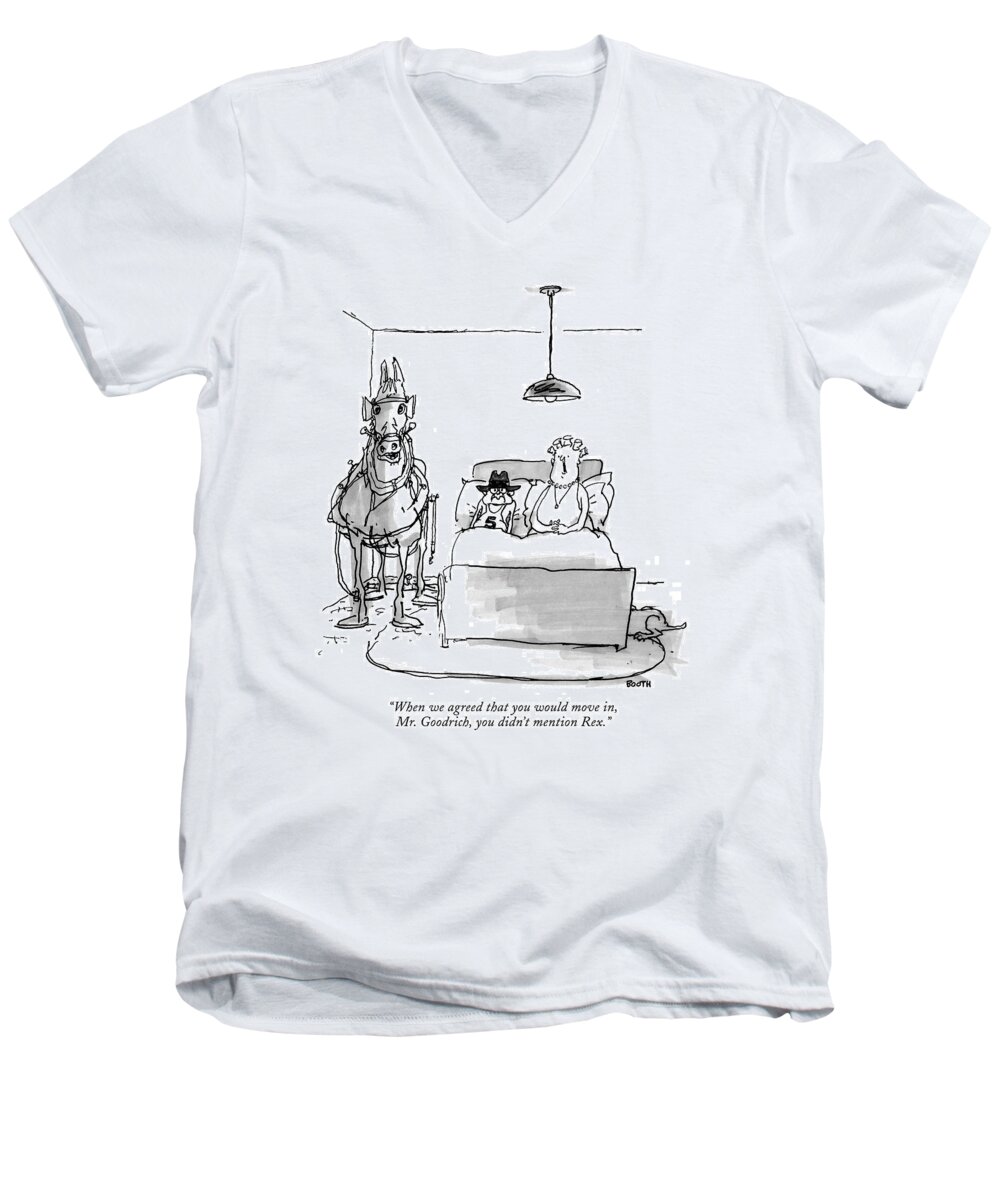 Horses - General Men's V-Neck T-Shirt featuring the drawing When We Agreed That You Would Move by George Booth