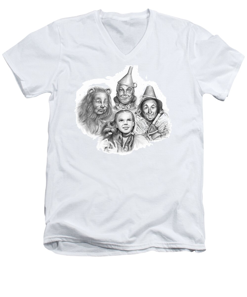 Wizard Of Oz Men's V-Neck T-Shirt featuring the drawing Wizard of Oz by Greg Joens