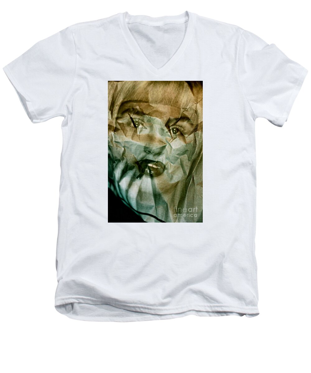 Abstract Men's V-Neck T-Shirt featuring the photograph Yesterday's News by Michael Cinnamond